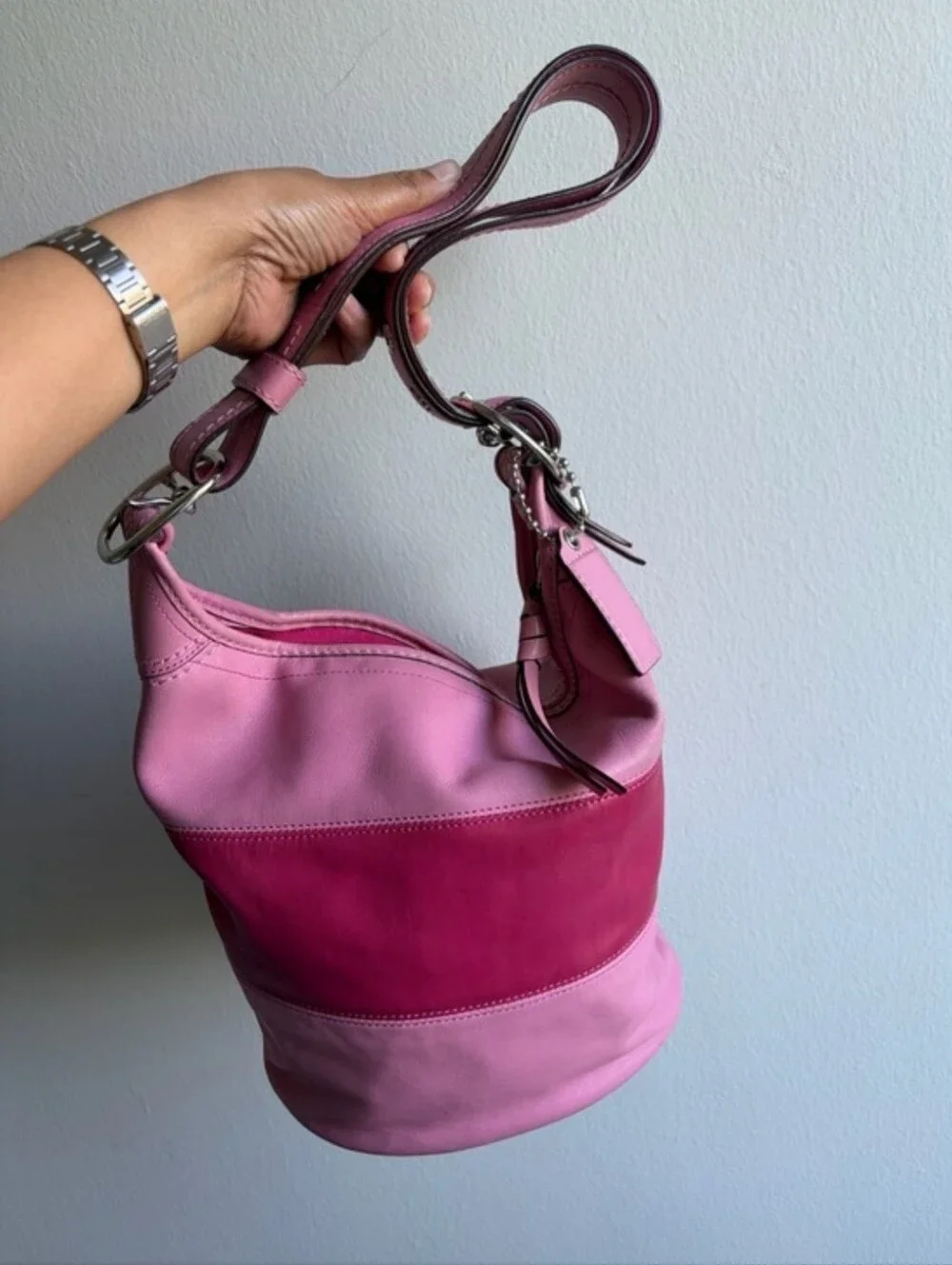 Coach Rugby Stripes Bleecker Bucket Shoulder Bag - Picture 12 of 12